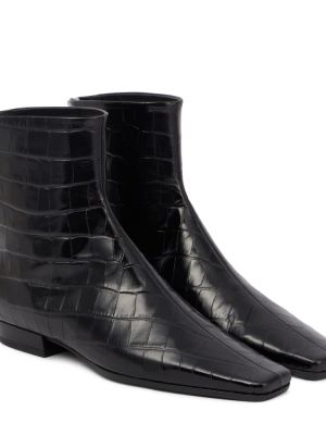 Кожени обувки до глезена Toteme черно