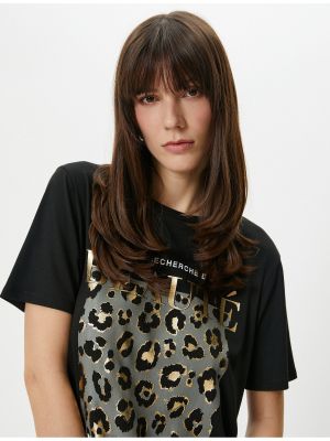 Majica z leopardjim vzorcem s kratkimi rokavi Koton