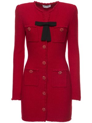 Mini vestido de algodón de punto Self-portrait rojo