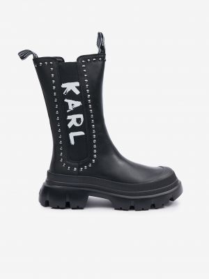 Kožené členkové topánky Karl Lagerfeld čierna