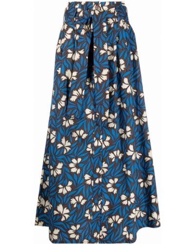 Falda larga de cintura alta de flores P.a.r.o.s.h. azul