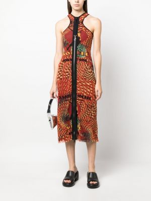 Midi šaty bez rukávů s potiskem Jean Paul Gaultier Pre-owned červené