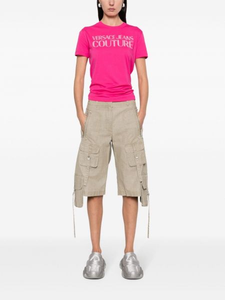 T-shirt en coton Versace Jeans Couture rose