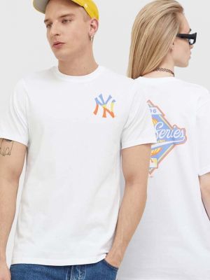 Памучна тениска с дълъг ръкав с принт 47brand бяло