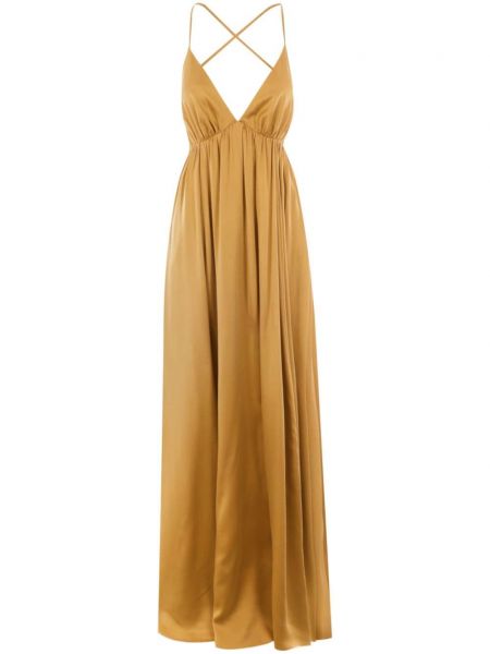 Μεταξωτή φόρεμα με τιράντες με λαιμόκοψη v Zimmermann κίτρινο