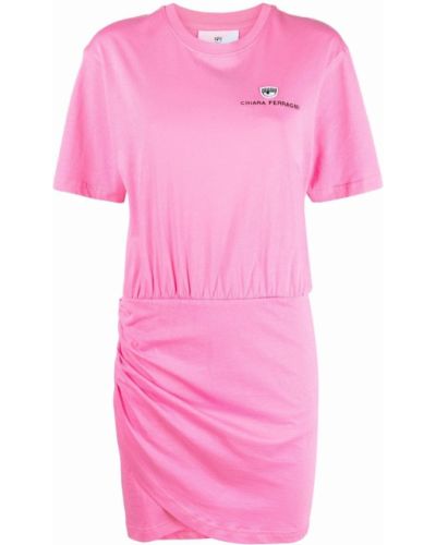 Хлопковое рубашка платье Chiara Ferragni, розовый