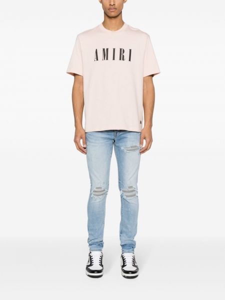 Kokvilnas t-krekls ar apdruku Amiri rozā