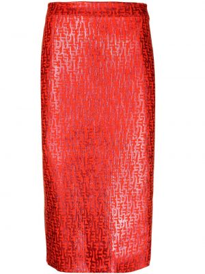 Midi sukňa s potlačou Diesel červená