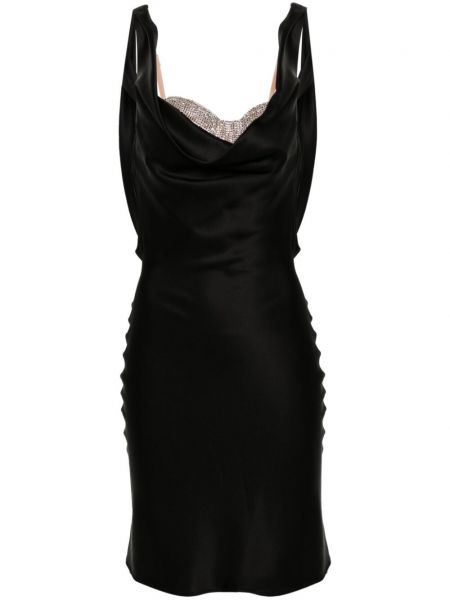 Σατέν κοκτέιλ φόρεμα ντραπέ Giuseppe Di Morabito μαύρο
