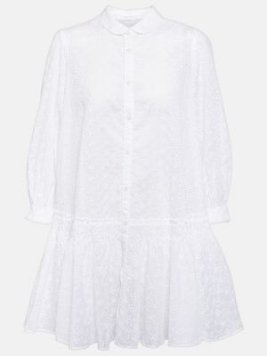 Хлопковое платье-рубашка с вышивкой Poupette St Barth белое