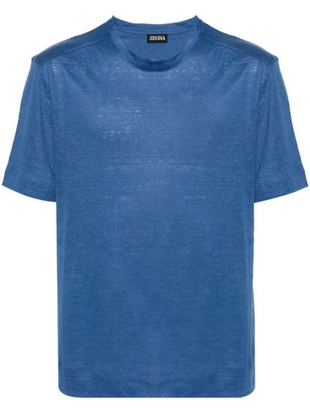 Lněné tričko Zegna modré