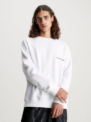 Sudadera con capucha con estampado Calvin Klein Jeans blanco