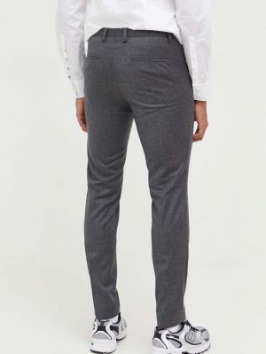 Vlněné přiléhavé kalhoty Hugo šedé