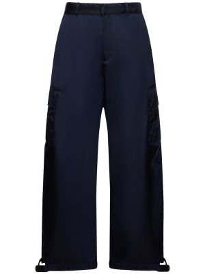 Найлонови карго панталони бродирани Off-white синьо