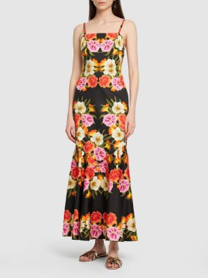Pamučna maksi haljina s cvjetnim printom s printom Borgo De Nor crna