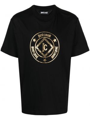 Kokvilnas t-krekls ar apdruku Just Cavalli melns