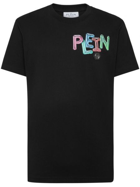 Βαμβακερή μπλούζα με σχέδιο Philipp Plein μαύρο