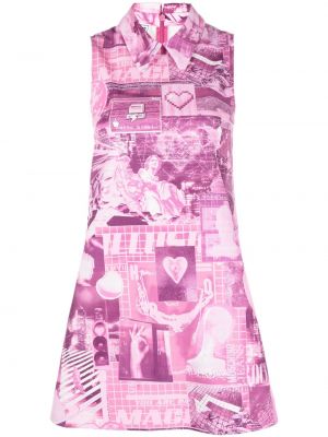 Džinsa auduma kleita ar apdruku Moschino Jeans rozā