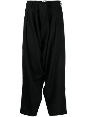 Drapované rovné kalhoty Yohji Yamamoto černé