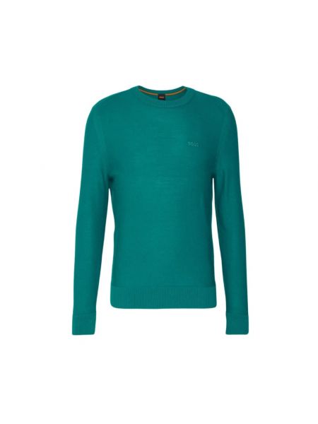 Sweter klasyczny Hugo Boss zielony
