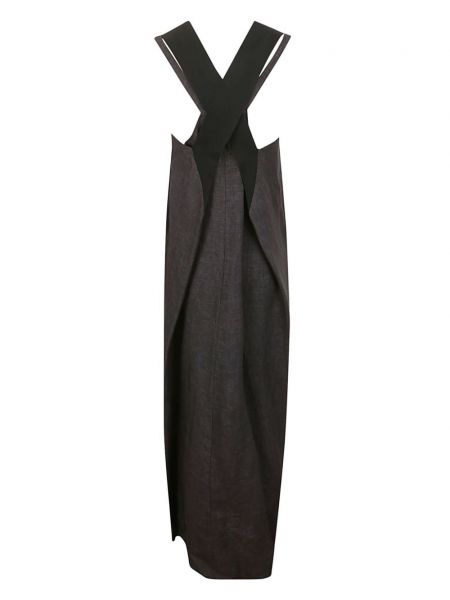 Lněné šaty s výstřihem do v Stefano Mortari šedé