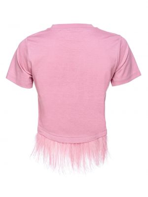Koszulka w piórka z nadrukiem Pinko różowa