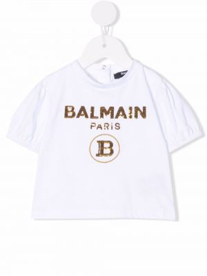 Paljett t-skjorte for jenter Balmain Kids hvit