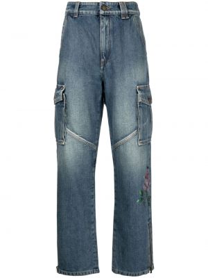 Straight leg jeans con cristalli Alessandra Rich blu