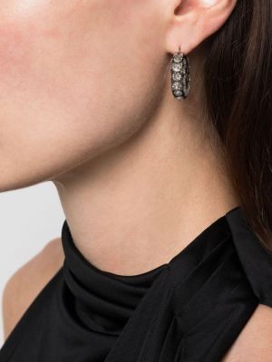 Boucles d'oreilles à imprimé à boucle en cristal Amina Muaddi argenté