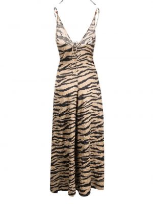 Sukienka midi z nadrukiem w tygrysie prążki Ganni