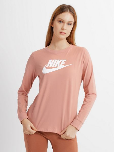 Бавовняний лонгслів Nike рожевий