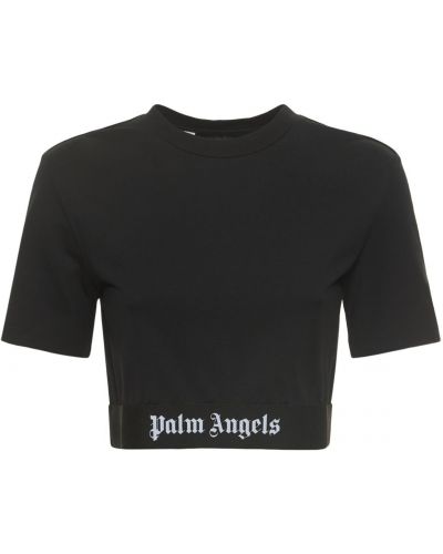 Βαμβακερή μπλούζα Palm Angels μαύρο