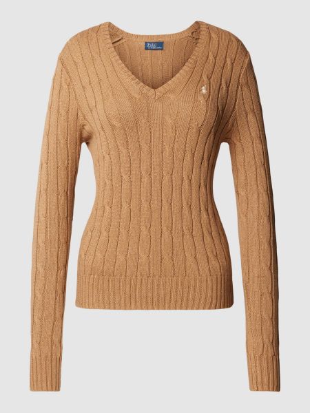 Dzianinowy sweter bawełniany Polo Ralph Lauren beżowy