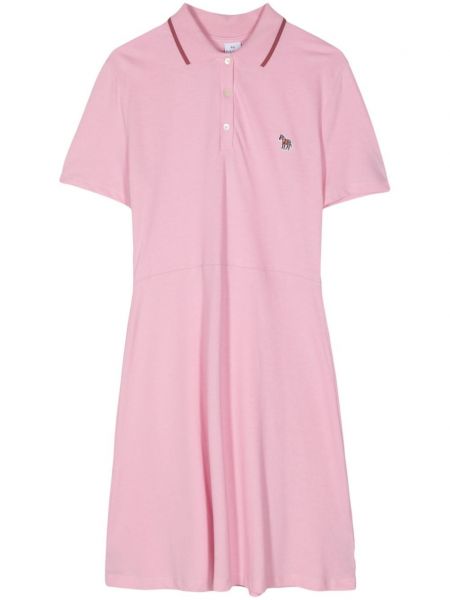 Pamučna haljina sa zebra printom za tenis Ps Paul Smith ružičasta