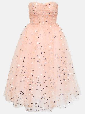 Midi suknele iš tiulio Carolina Herrera rožinė