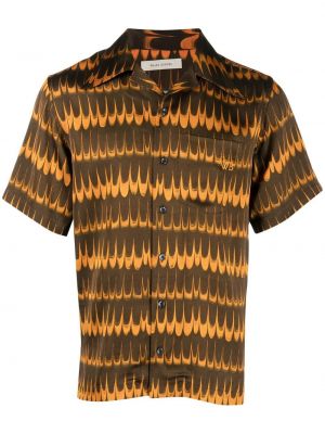 Camicia con stampa a maniche corte con motivo geometrico Wales Bonner arancione