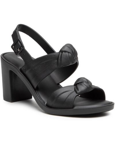 Sandale cu toc de catifea Melissa negru
