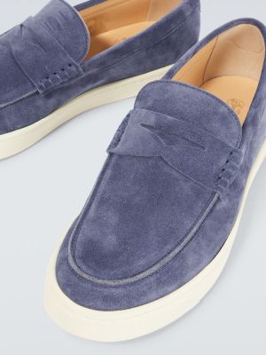 Pantofi loafer din piele de căprioară Brunello Cucinelli albastru