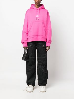Raštuotas medvilninis džemperis su gobtuvu Dsquared2 rožinė