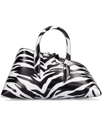 Kožená taška so vzorom zebry The Attico čierna