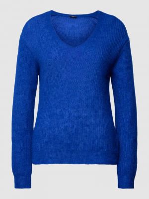 Dzianinowy sweter z dekoltem w serek Joop! niebieski