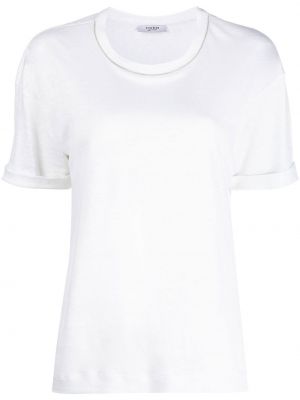 Lněné tričko Peserico bílé