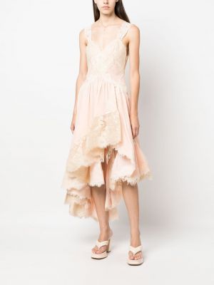 Krajkové sametové midi šaty Zimmermann růžové