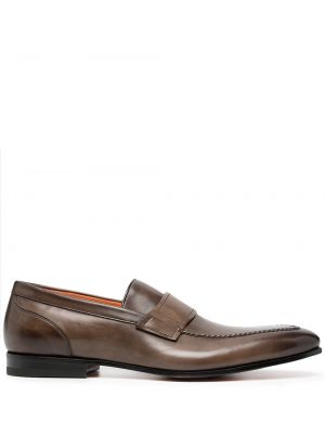 Slip-on skinn loafers Santoni brun