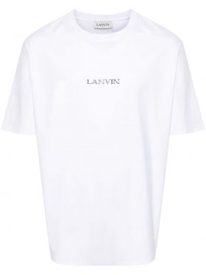 Pamučna majica s vezom Lanvin bijela