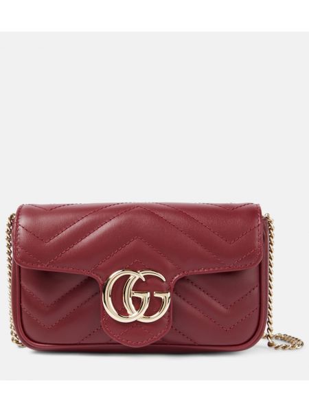 Δερμάτινη τσάντα ώμου Gucci κόκκινο