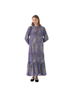 Sukienka długa z nadrukiem Antik Batik niebieska