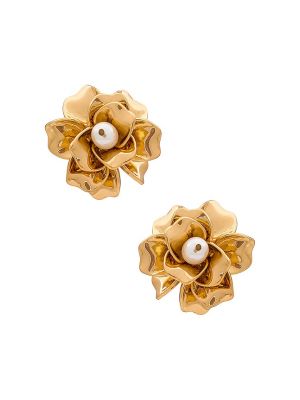 Boucles d'oreilles avec perles à fleurs à boucle Ettika doré