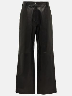 Kožené kalhoty s vysokým pasem relaxed fit Magda Butrym černé