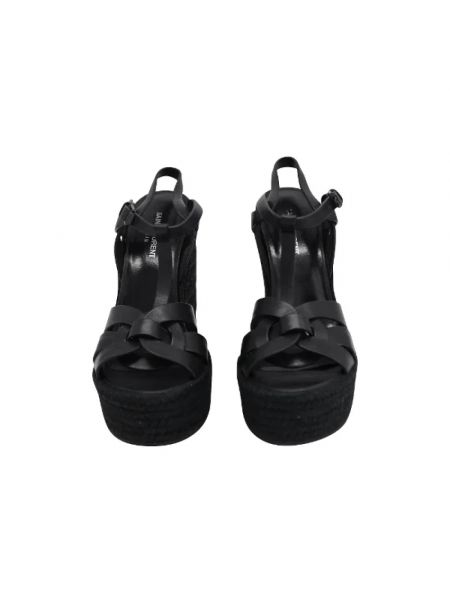 Sandały trekkingowe skórzane retro Yves Saint Laurent Vintage czarne